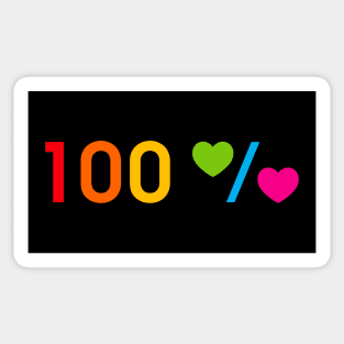 100 % rainbow love on black background Sticker